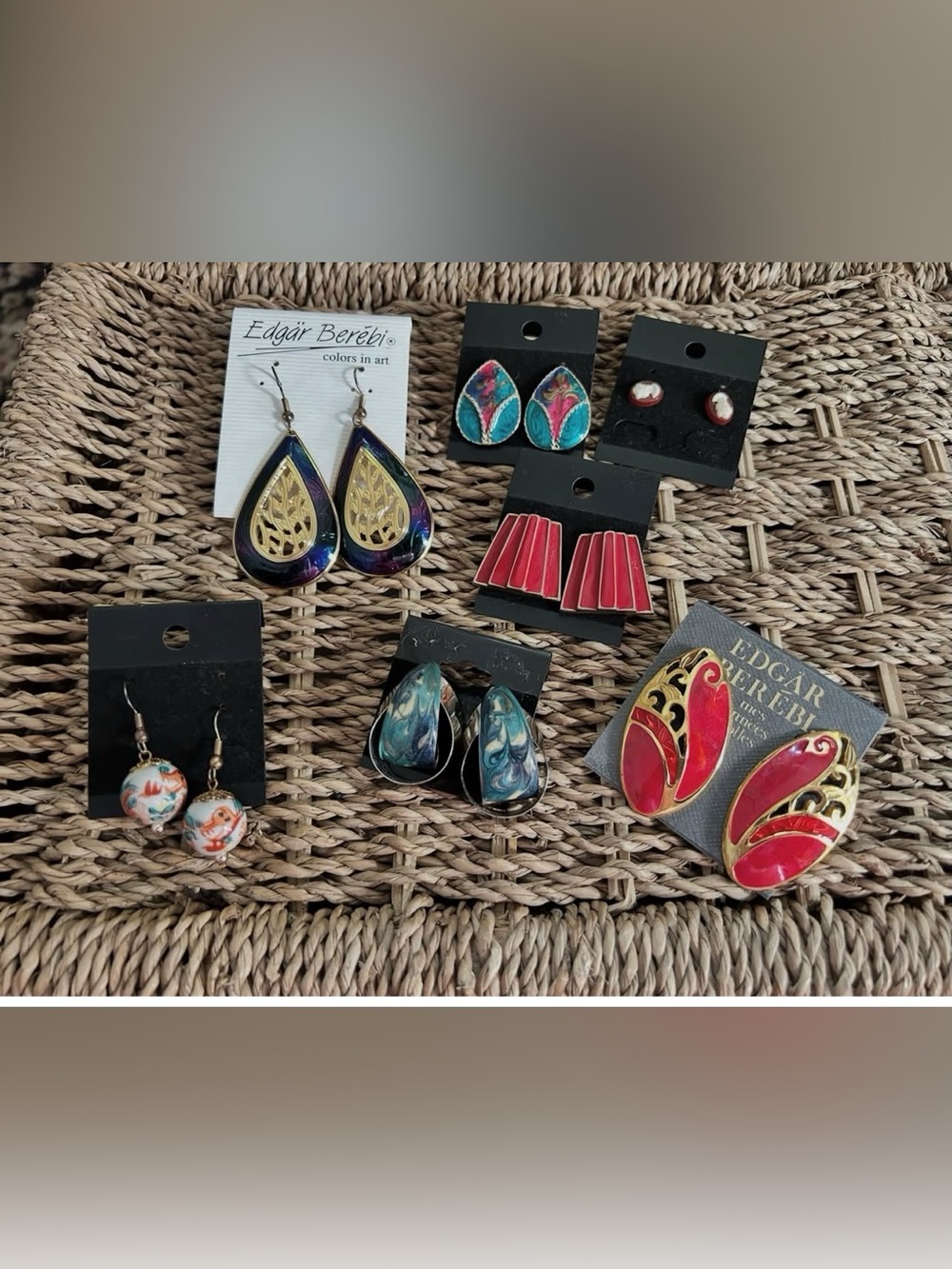 Bundle of seven vintage pairs of earrings